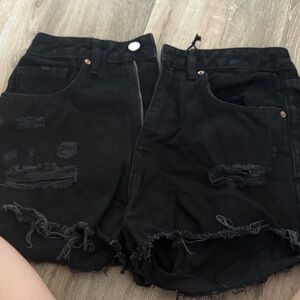 Forever 21 Black Ripped Jean Shorts